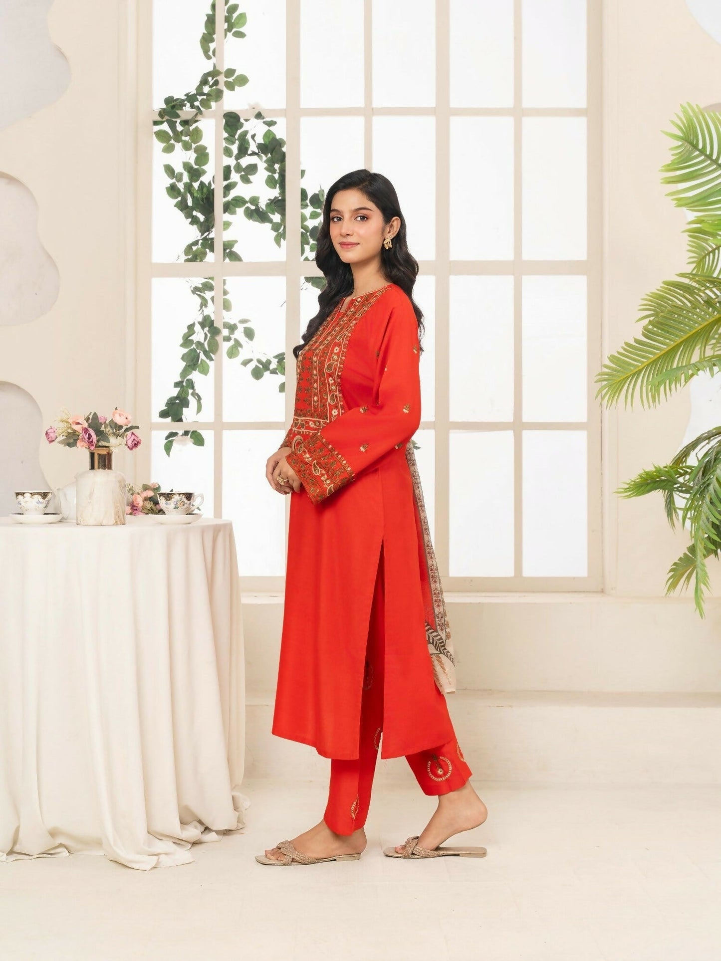 Stylish Collection Serene Summer Linen Embroidered Stitched 3-Piece Suit–Urge
