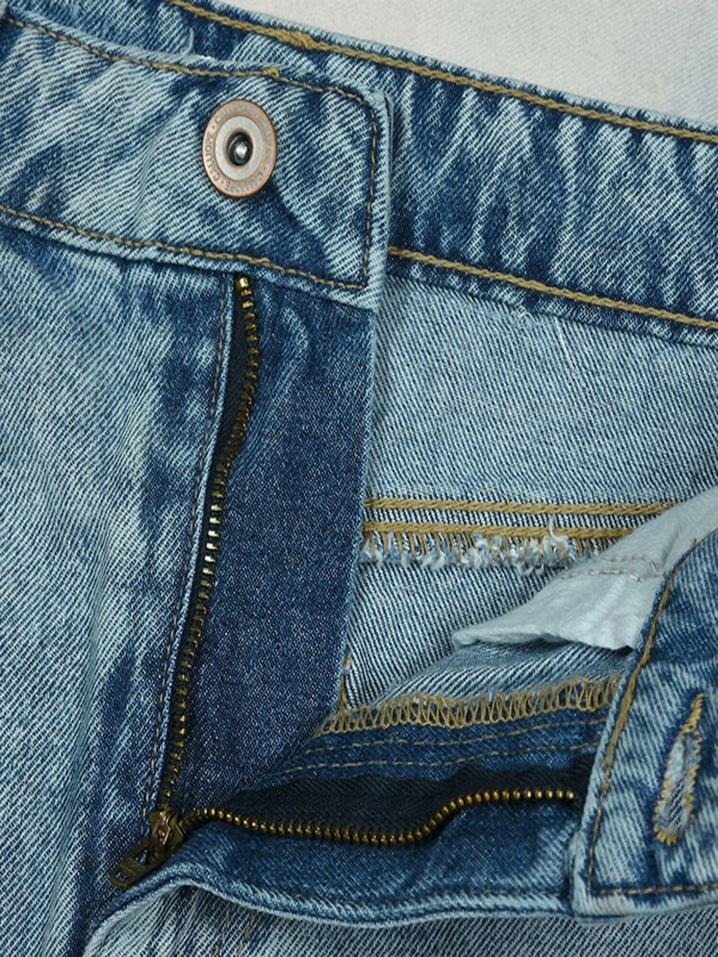 Funky's Plain MId Length Ripped Denim Skirt-11491