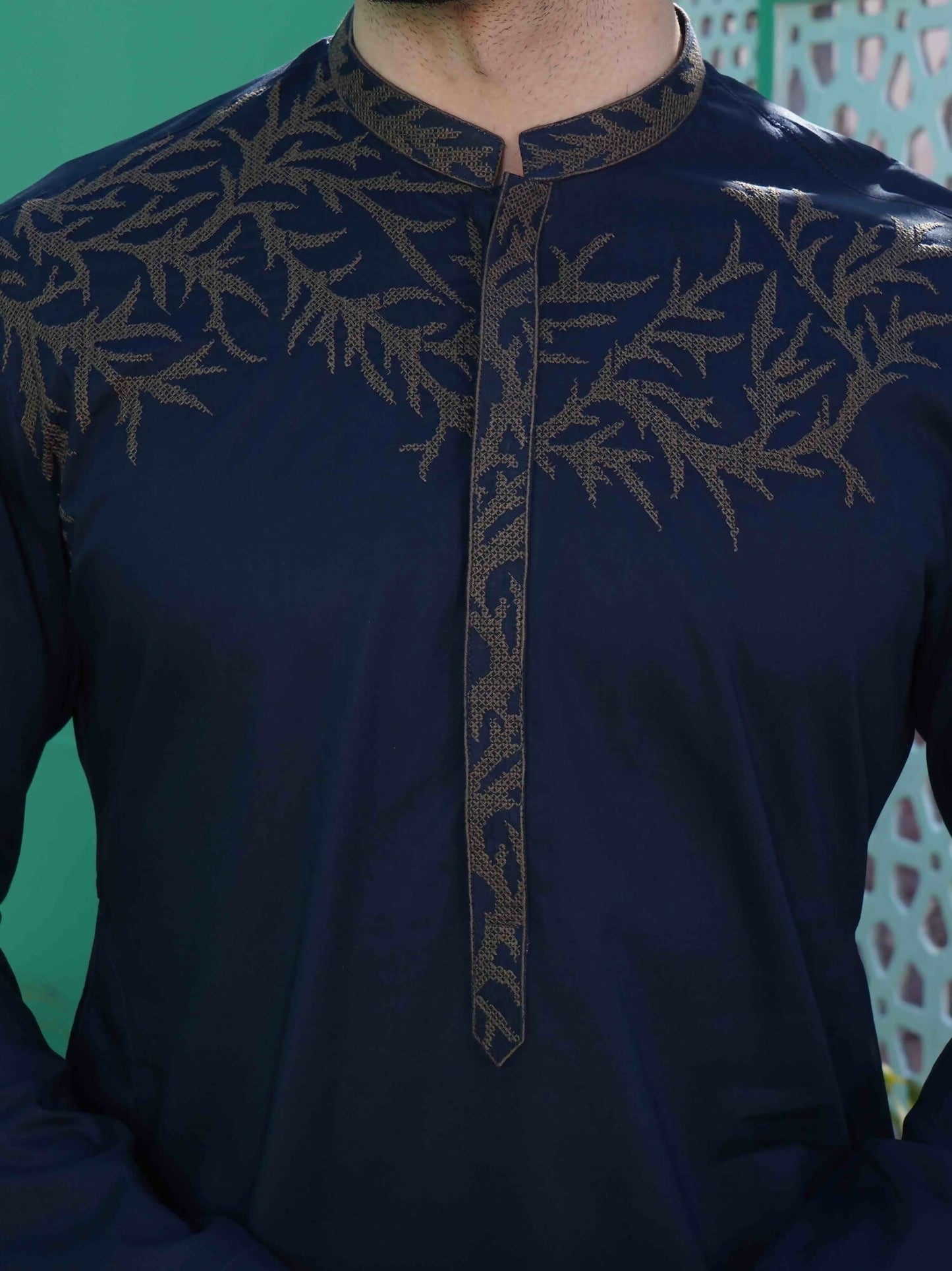 Fabrich Men Embroidered Cotton Unstitched Shalwar Kameez-GTS-B-032