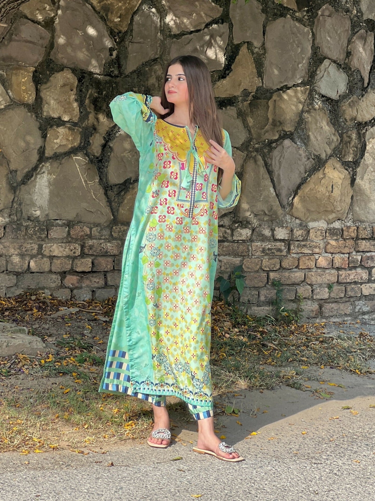 Tehzeeb Libas Silky Lawn Printed Stitched 2-Piece Suit-SHIZA