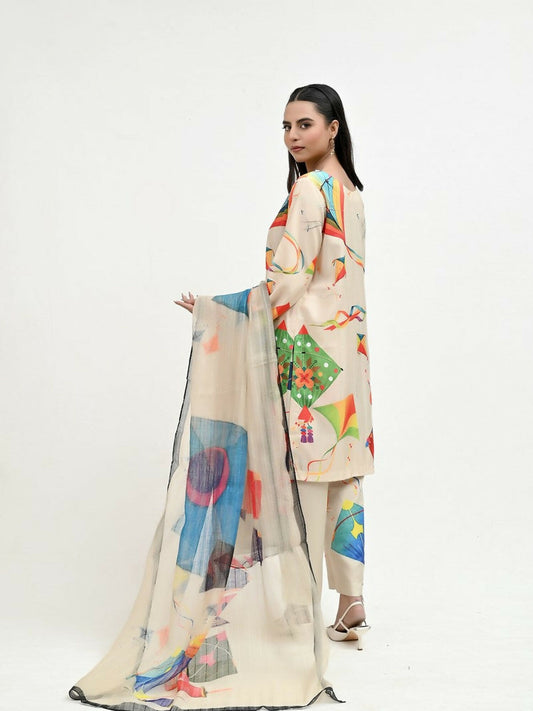 Imran Aftab Basant Mela Raw Silk Printed Unstitched 3-Piece Suit-IARP 07