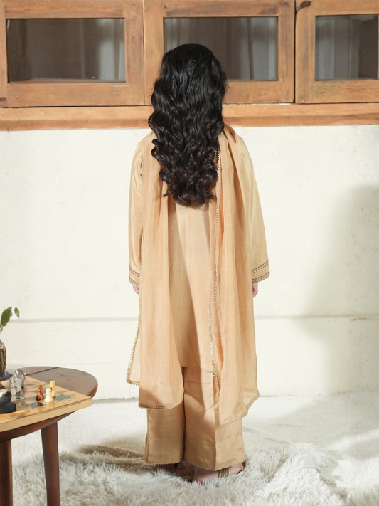 Panache Apparel Noore Eid Edit Sheesha Silk Embroidered Stitched Suit-Deyar Kids