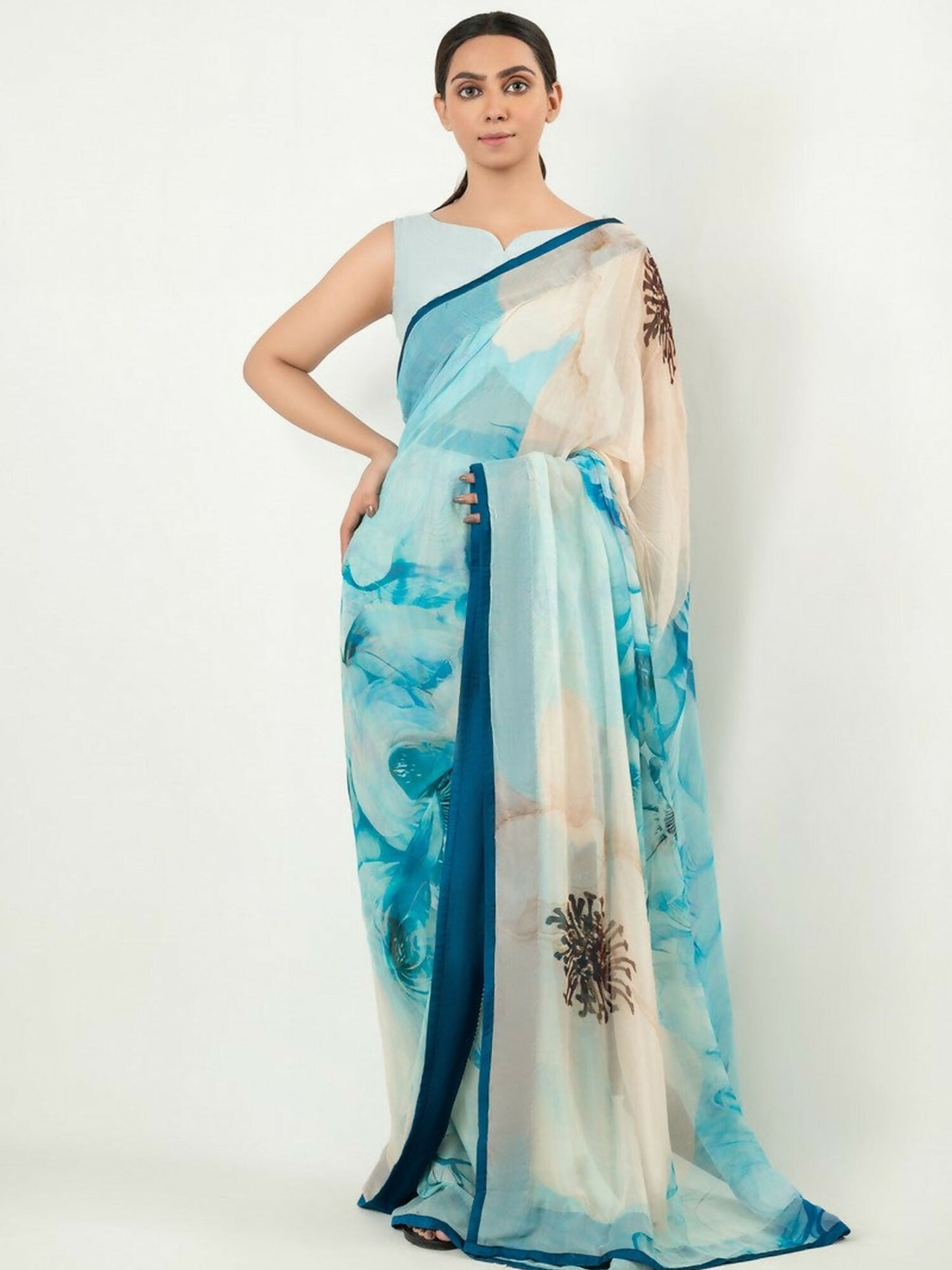 Imran Aftab Chiffon Printed Unstitched Saree-IASC 21