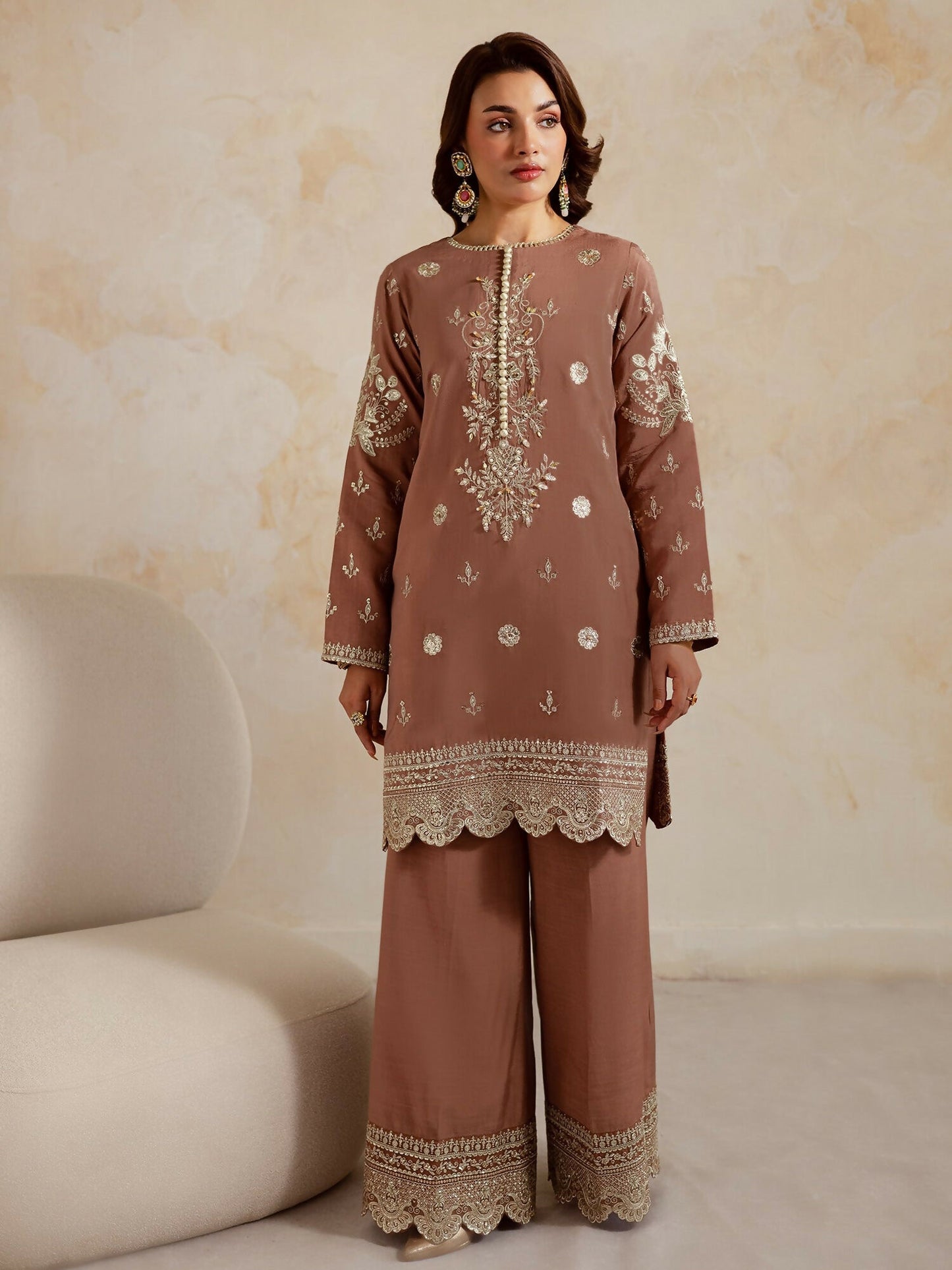 Allure By IH Luxury Pret Raw Silk Embellished Stitched 3-Piece Suit-Naghma