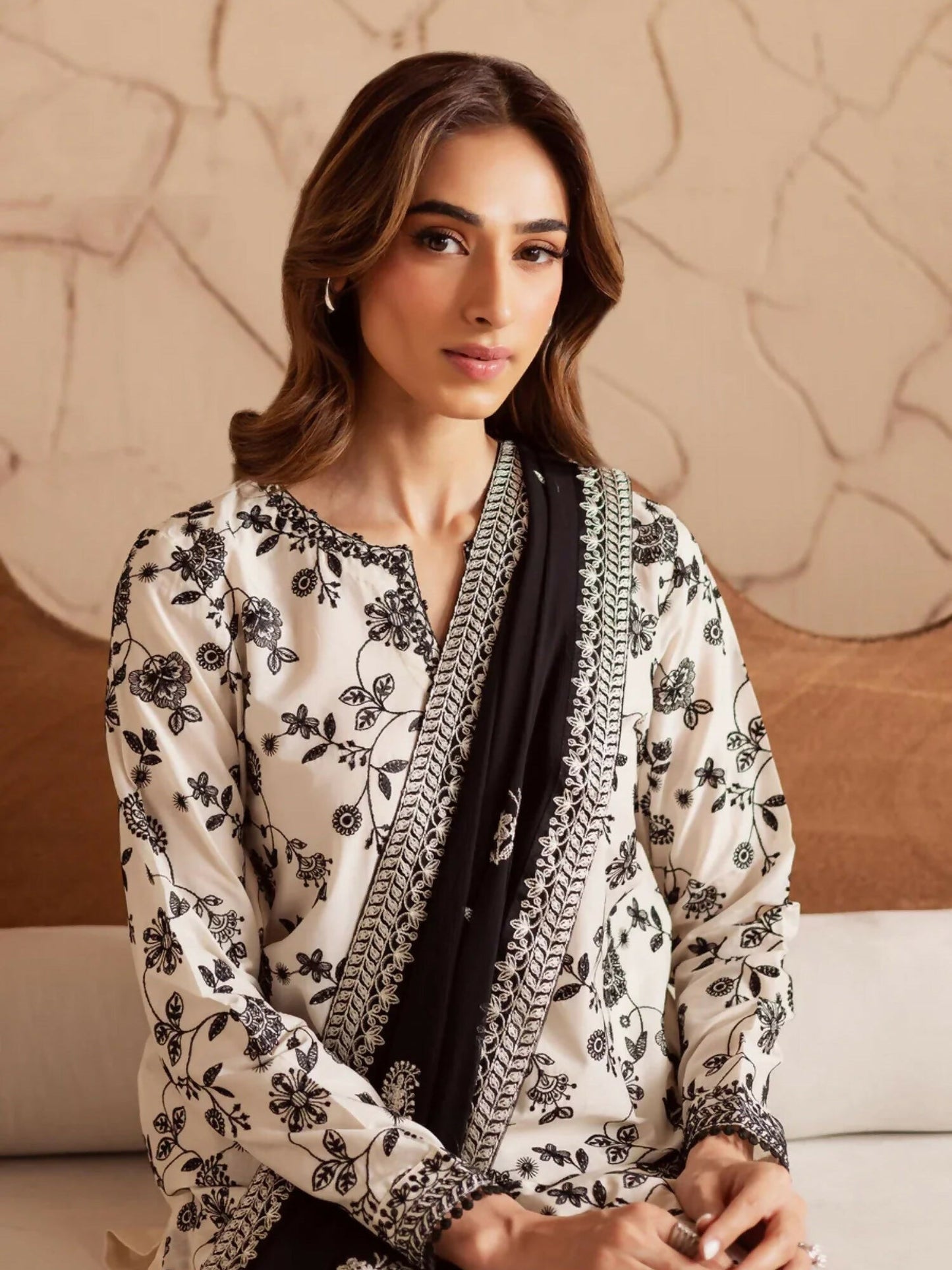 Stylish Collection Enchant Pret Lawn Cotton Embroidered 3-Piece Suit-Gulnar White