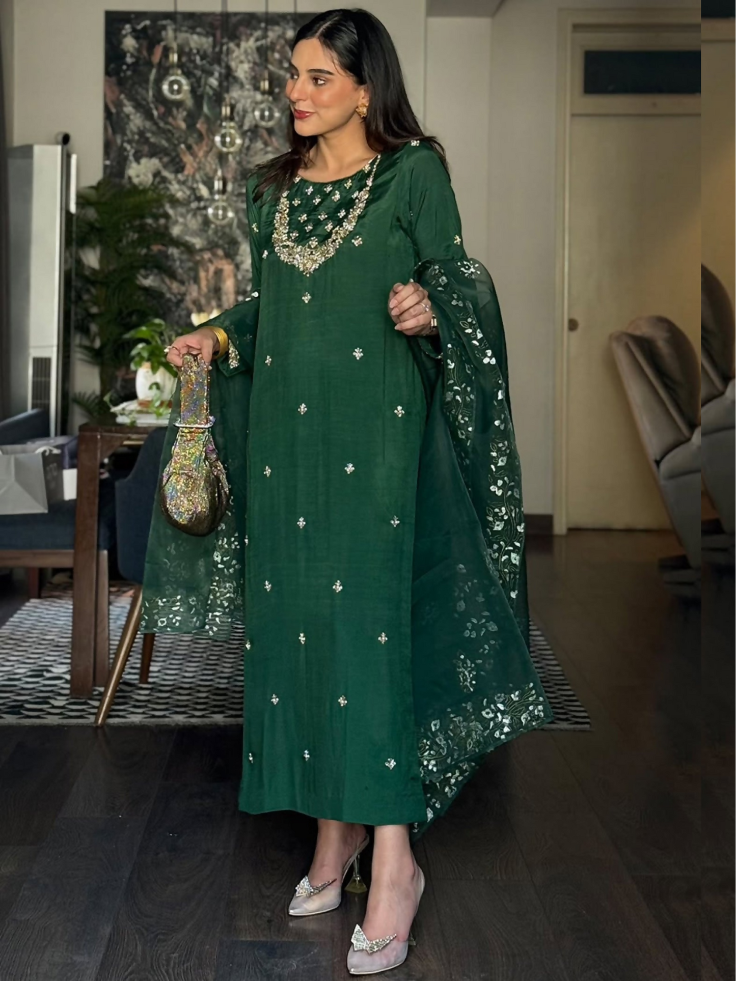Allure By IH Luxury Pret Raw Silk Embellished Stitched 3-Piece Suit-Shahay