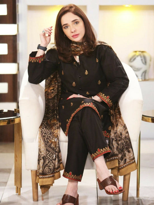 MAK Fashion Lawn Embroidered Stitched Suit 3-Piece-Kajal