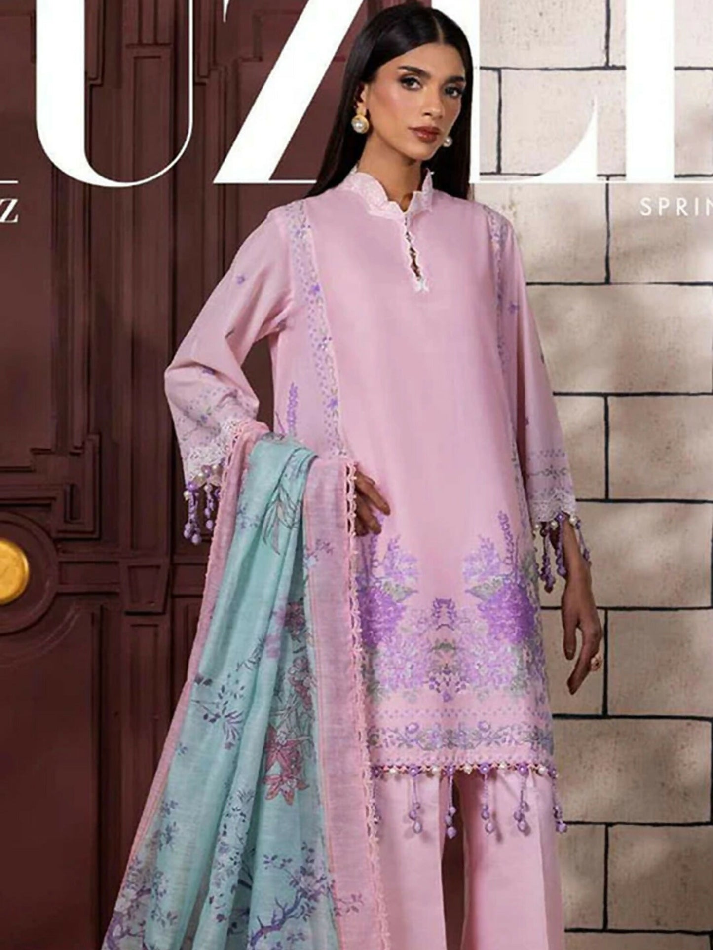 Sana Safinaz Muzlin Spring'25 Lawn Embroidered Unstitched 3-Piece Suit-12B