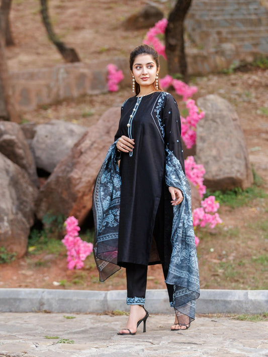 MAK Fashion Doria Cotton Lawn Embroidered Stitched 3-Piece Suit-Moonlight