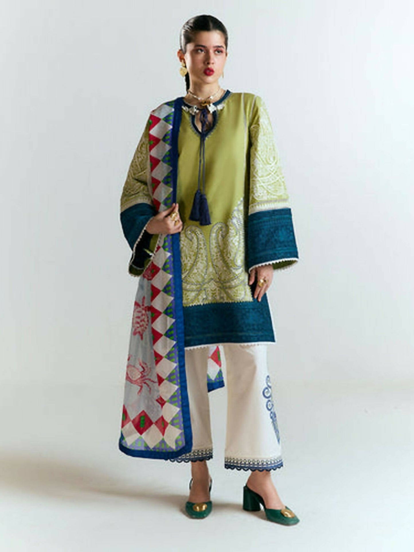 Jugnu by Hussain Rehar SS'25 Edit II Cotton Embroidered Unstitched 3-Piece Suit-Bia