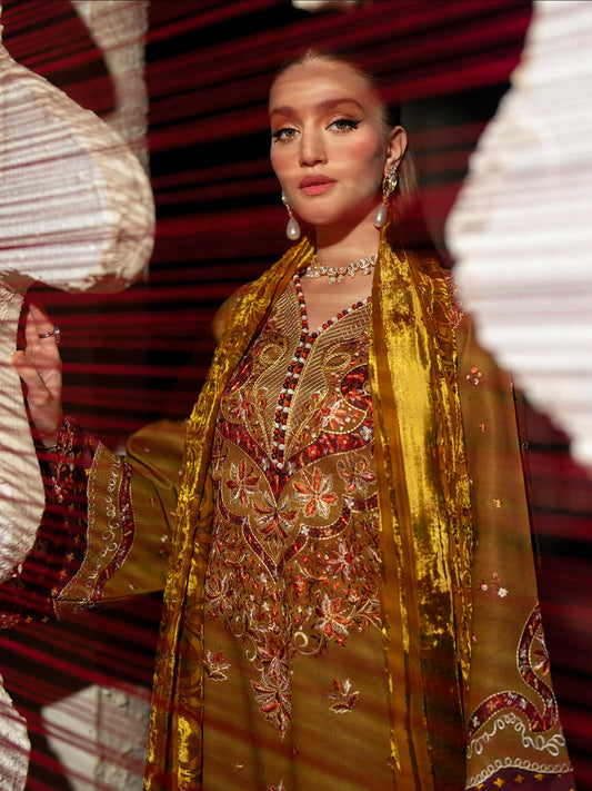 Binilyas Saqqara Kotrai Embroidered Unstitched 3-Piece Suit-163-A