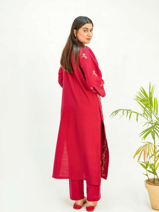 MH Cloth House Khaadi Net Embroidered Stitched 2-Piece Suit-Lalkaar