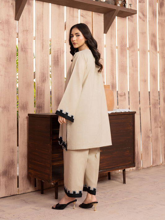 Panache Apparel Winter Core Linen Embroidered Stitched 3-Piece Suit-Peak