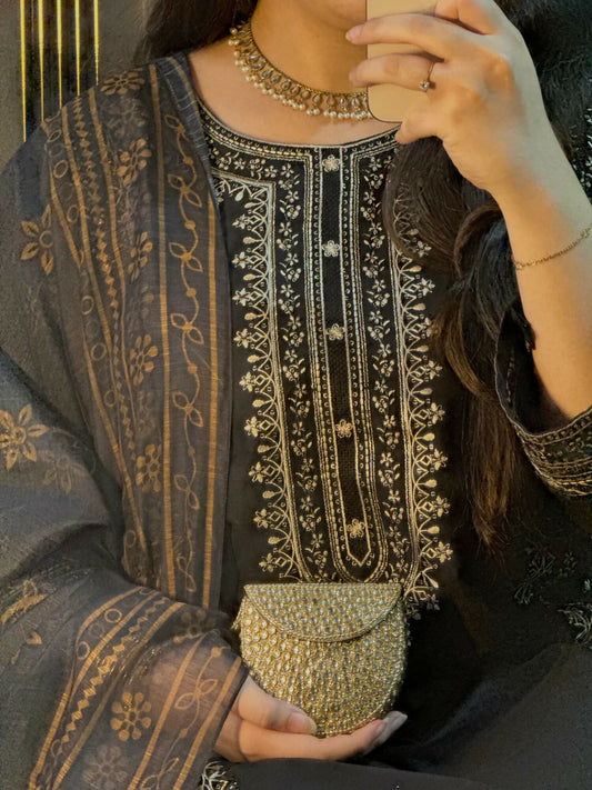 Siraphina Winter Cotton Embroidered Stitched 3-Piece Suit-SP-1033