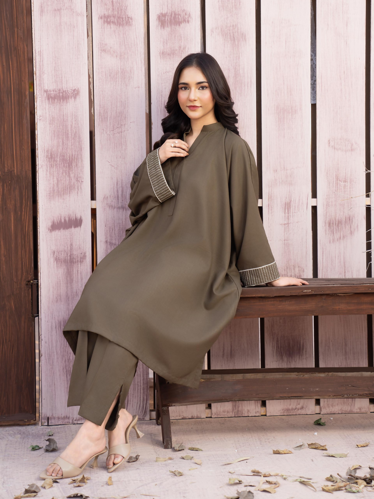 Panache Apparel Winter Core Linen Embroidered Stitched Suit-Butterfly