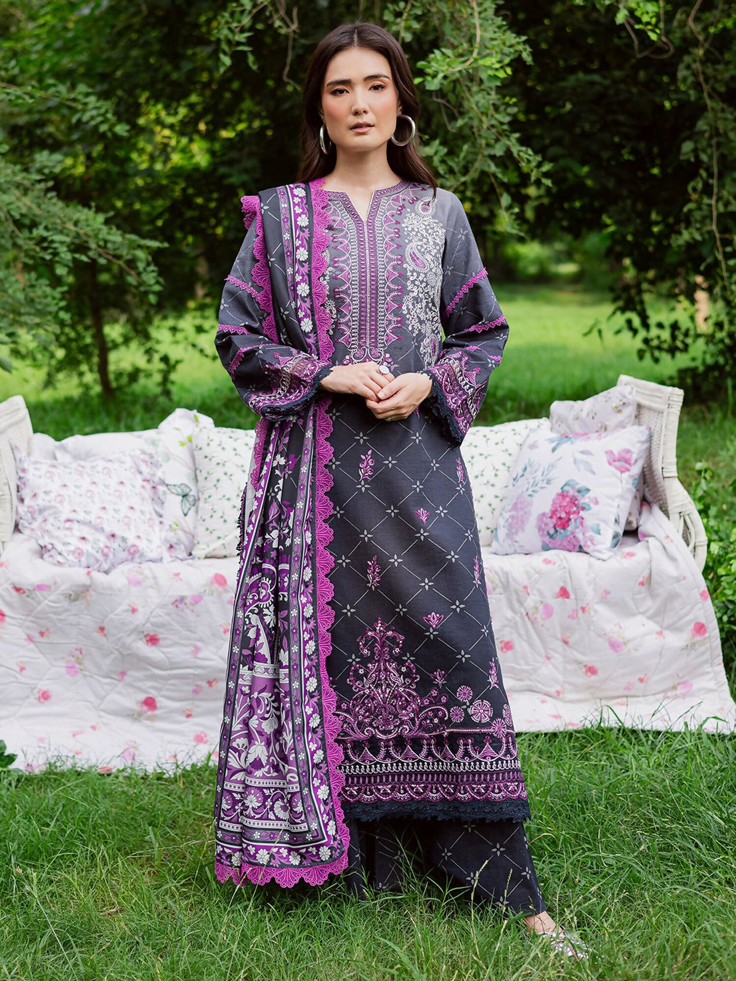 Mahnur Gardenia Khaddar Embroidered Unstitched 3-Piece Suit-GR-02