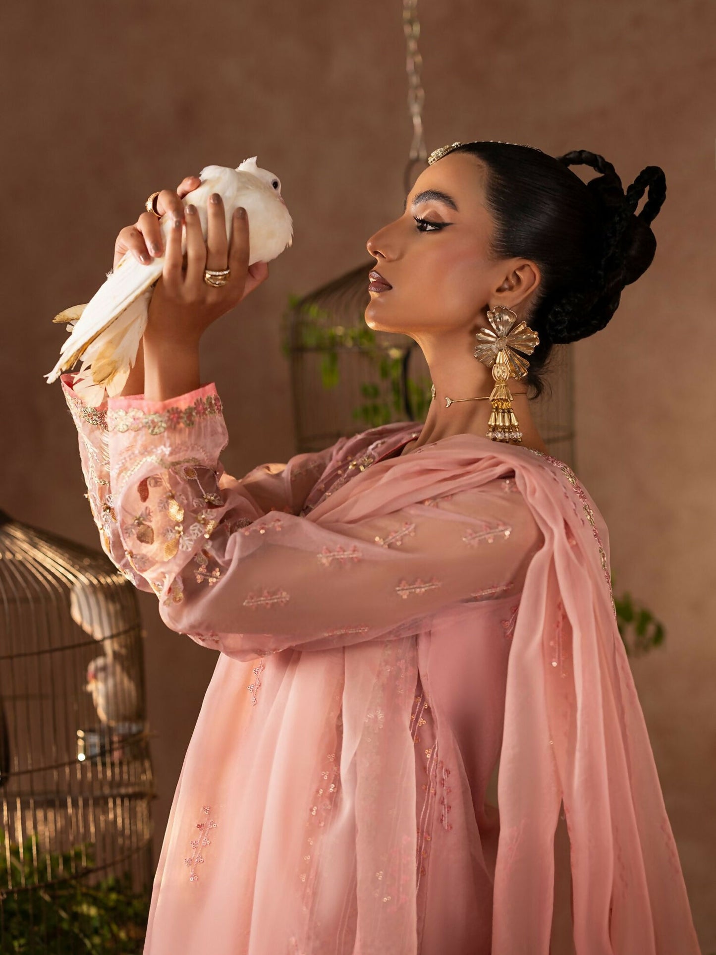 Shurooq Geet Organza Embroidered Stitched 3-Piece Suit-Heer