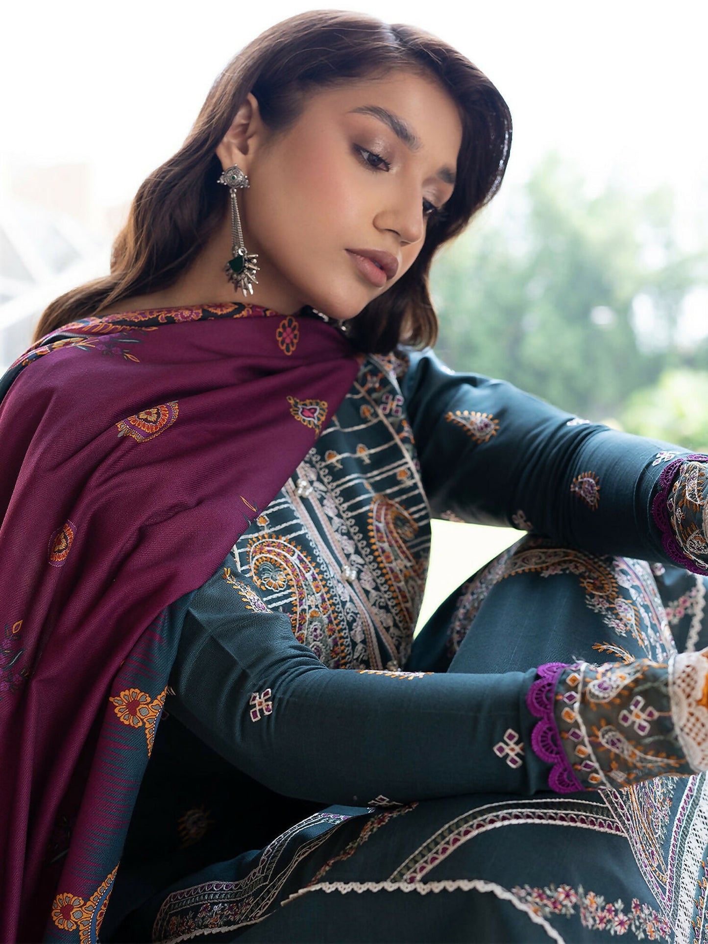 Binilyas Khaddar Embroidered Unstitched 3-Piece Suit-1913-A