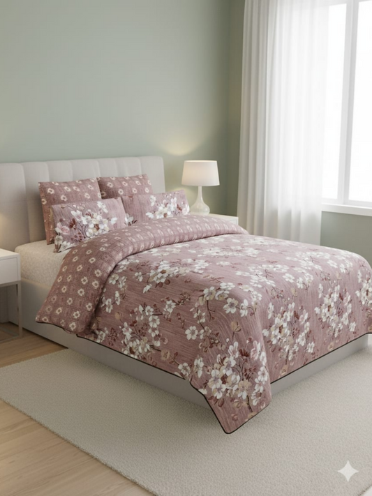 Salonika Printed 3 Piece King Bedsheet Set-152