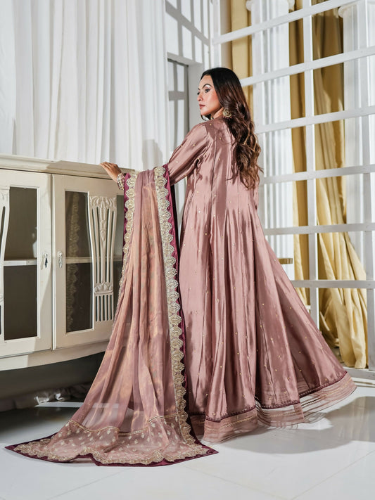 Farooq Hameed Studio Pariza Lux Festive'25 Glass Silk Embroidered Stitched 3-Piece Suit-Ayzel