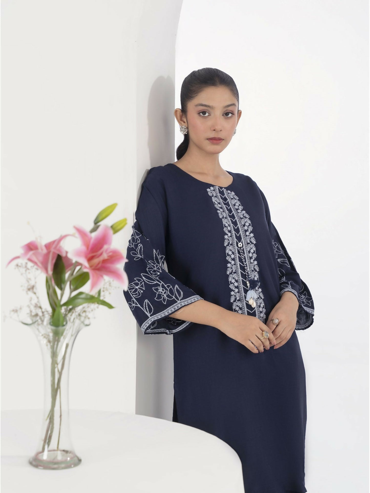 Stylish Collection Aaraish Linen Embroidered Stitched 2-Piece Suit–Embellish Blue
