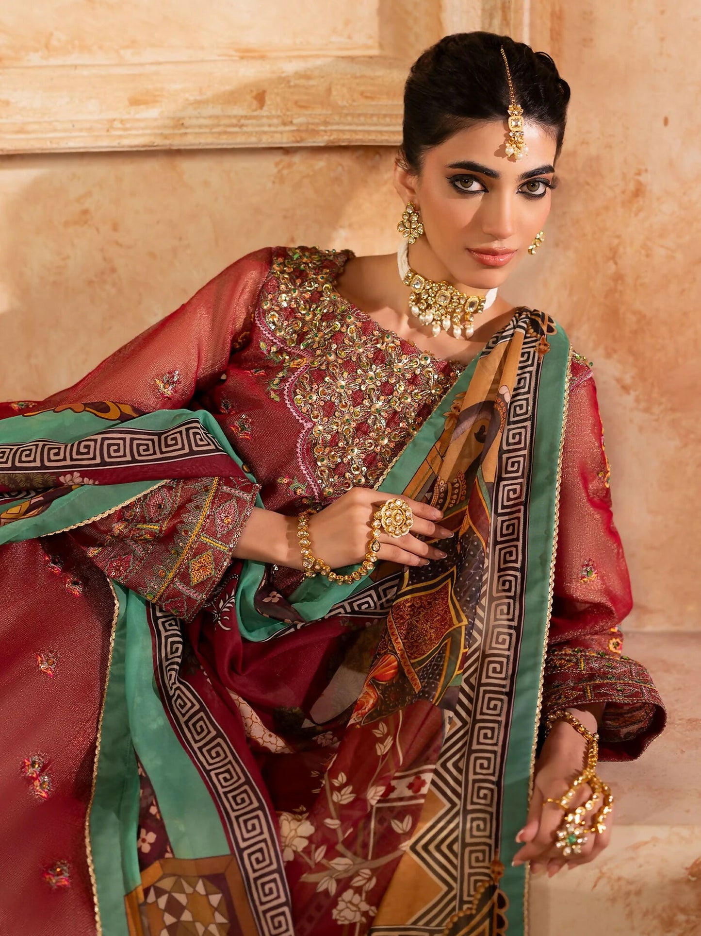 Shurooq Kanpur 1912 Net Embellished Pishwas-Lal Qila