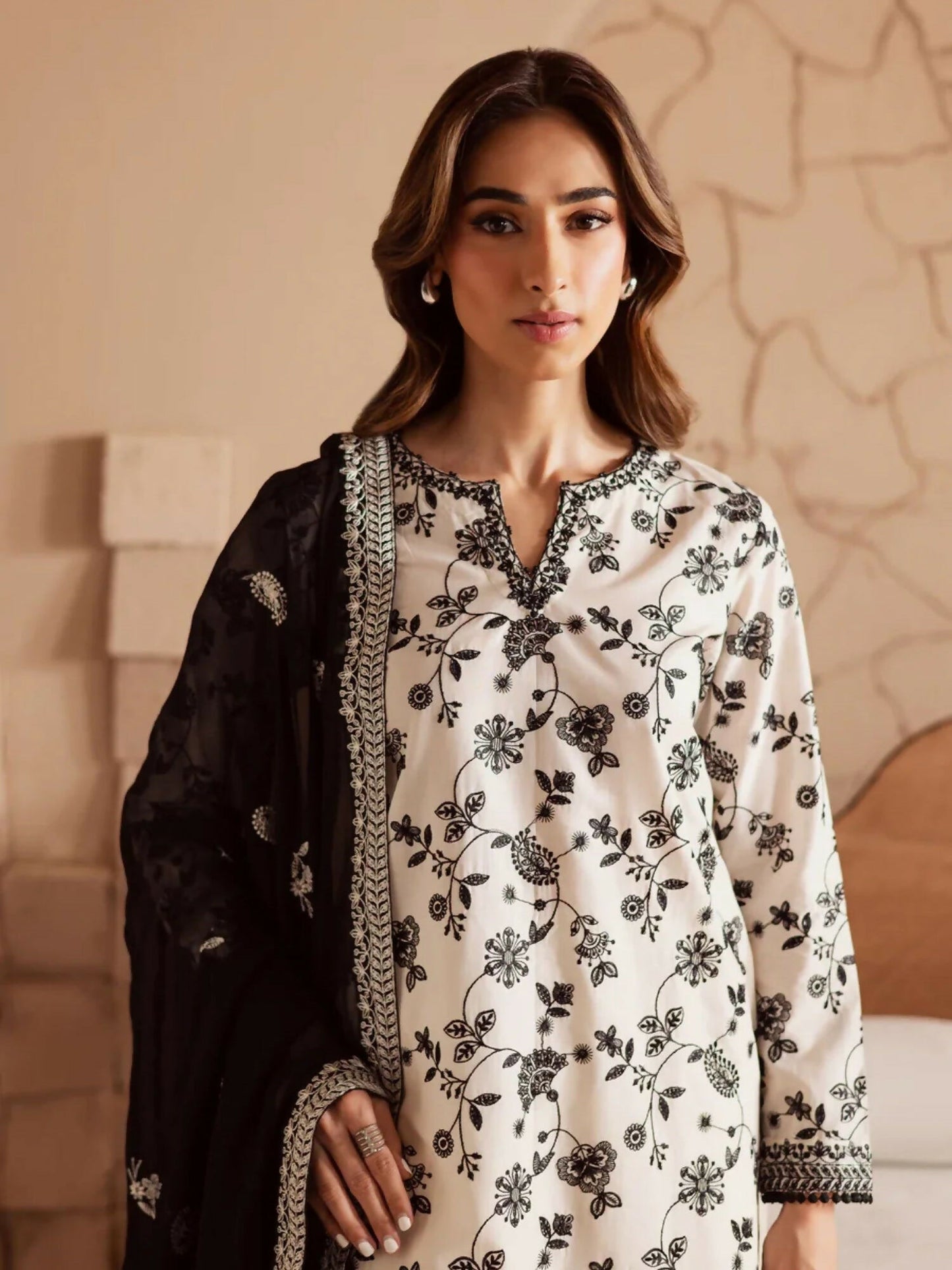 Stylish Collection Enchant Pret Lawn Cotton Embroidered 3-Piece Suit-Gulnar White