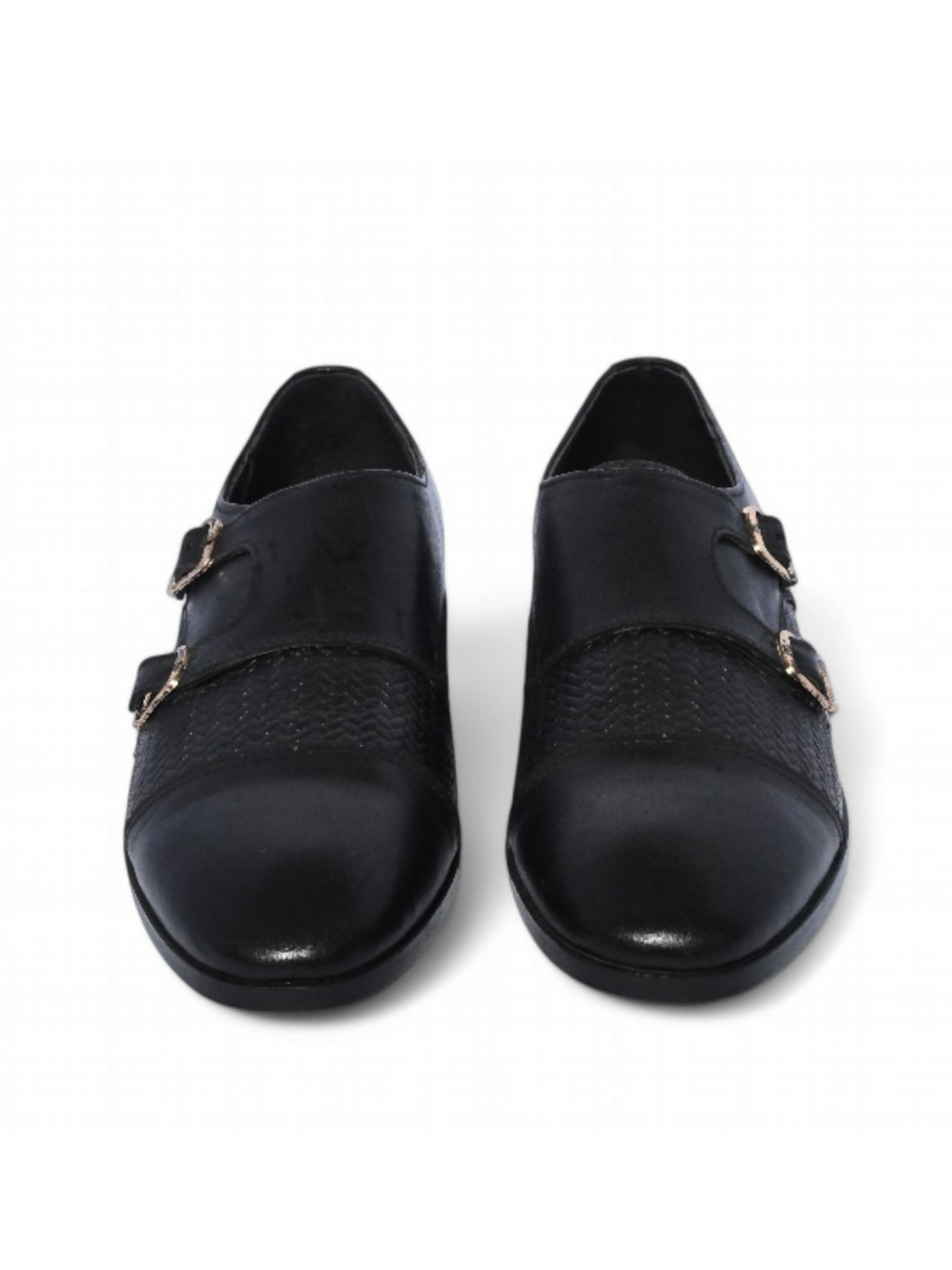 Black formal leather shoes with a subtle design and durable rubber sole, crafted for elegance and all-day comfort.