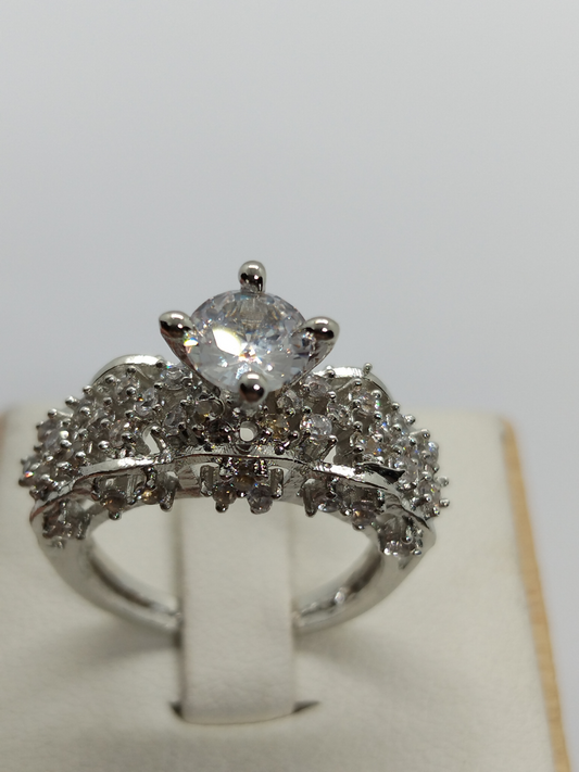 H&A Jewellery One Carat Silver Rhodium Plated Ring