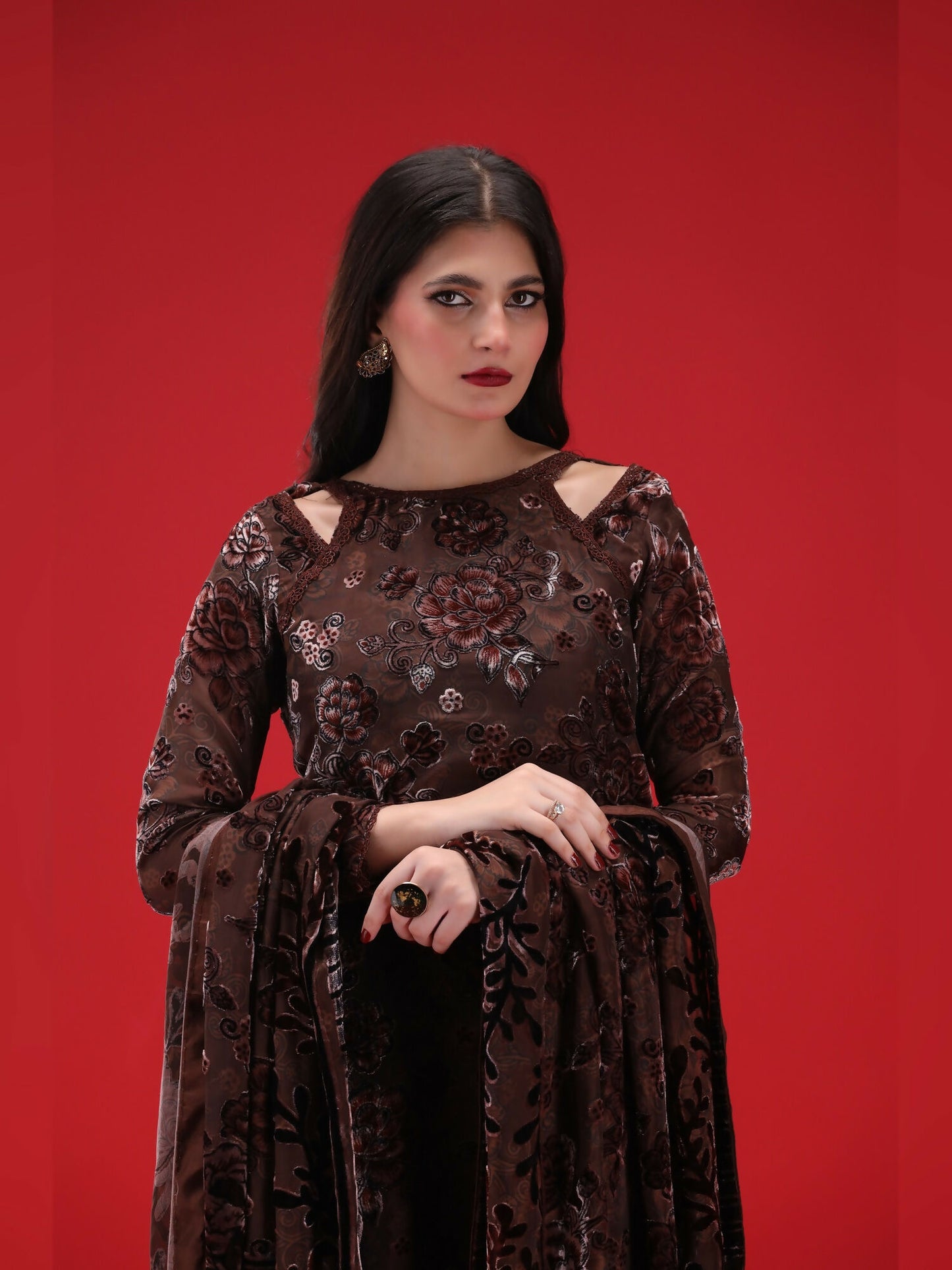 Noori Palachi Embossed Printed Unstitched 3-Piece Suit