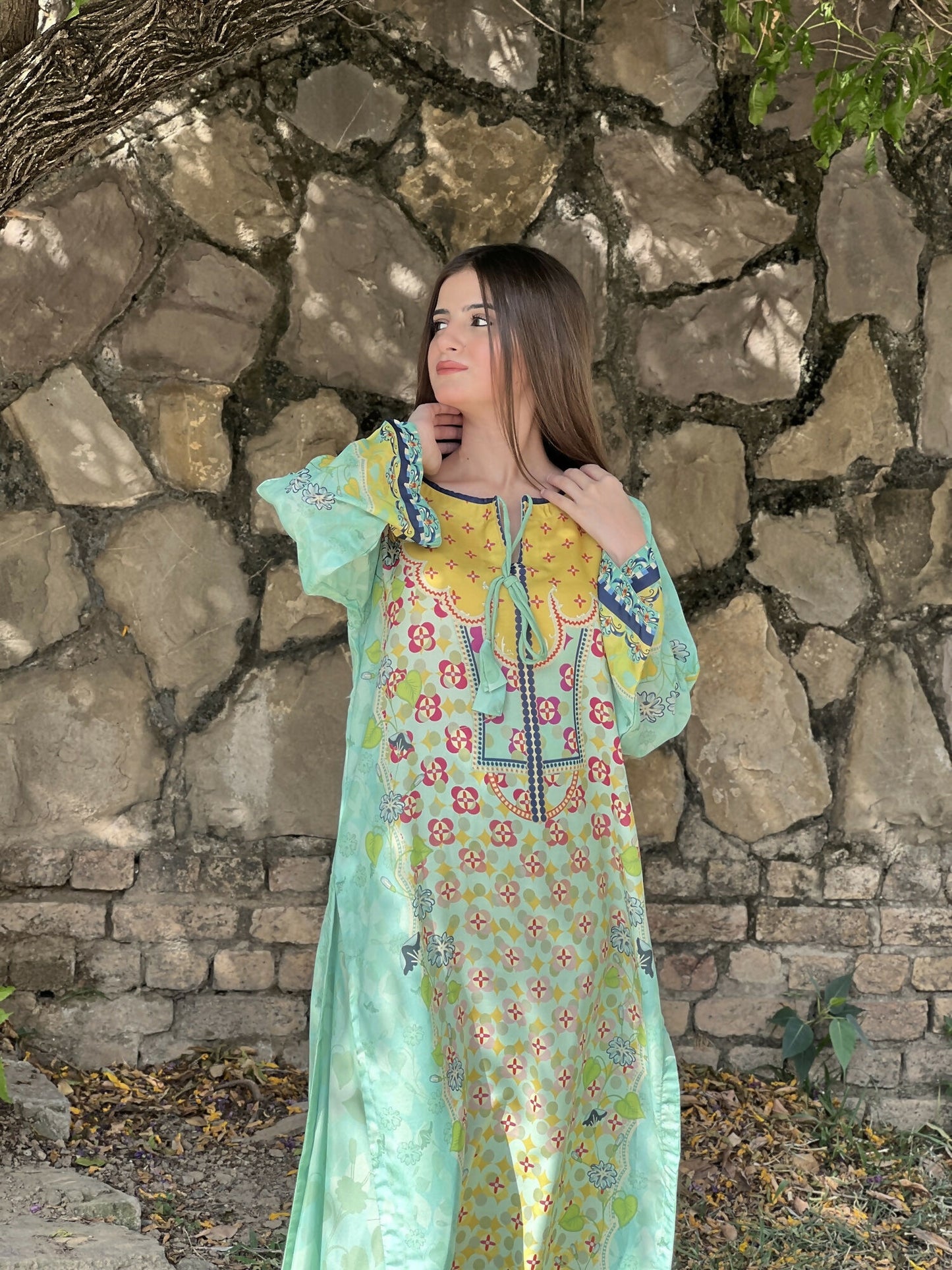 Tehzeeb Libas Silky Lawn Printed Stitched 2-Piece Suit-SHIZA