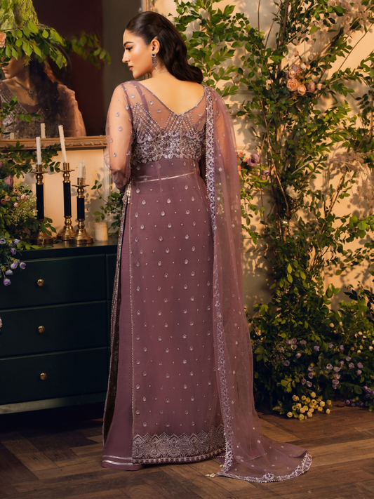 Hemstitch Net Embroidered Stitched 3-Piece Suit-Moonlight