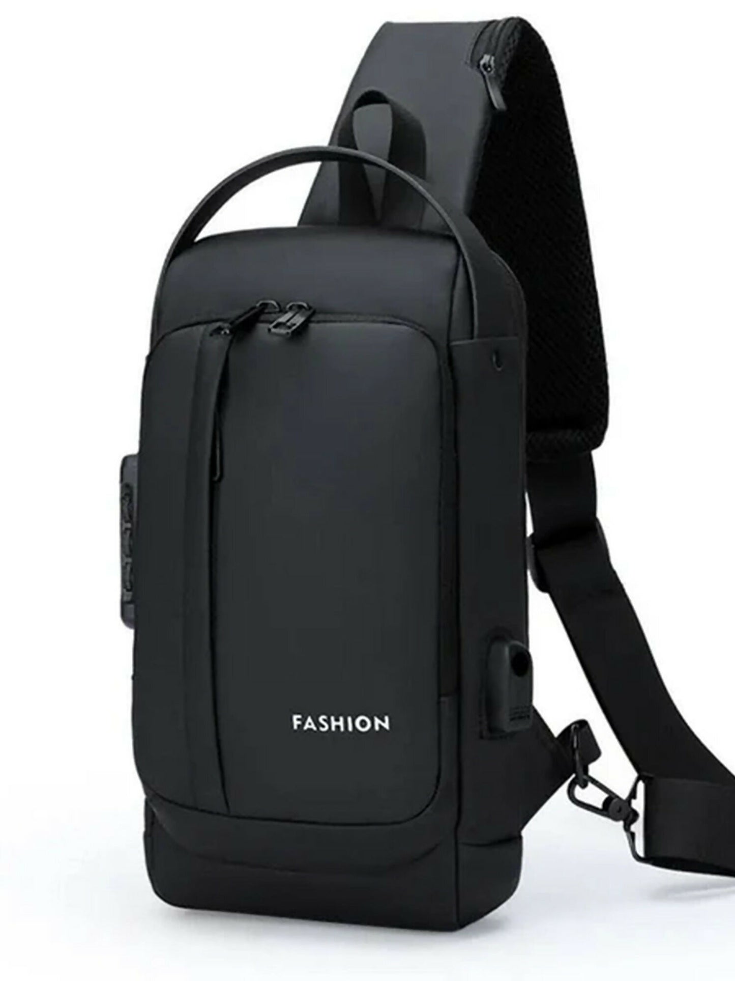 Funky's Plain Smart Usb Charging Large Storage Shoulder Bag-14691