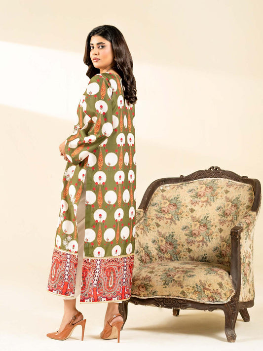 Olive-Rabazka Blended Lawn Chikankari Embroidered Stitched Shirt-WRTW-PLCK-1PC-S26-03
