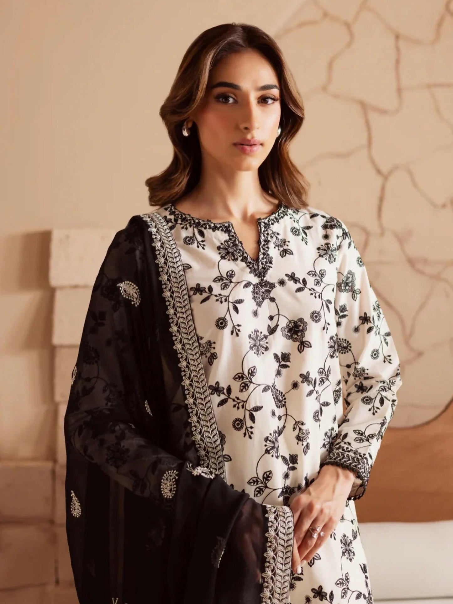 Stylish Collection Enchant Pret Lawn Cotton Embroidered 3-Piece Suit-Gulnar White