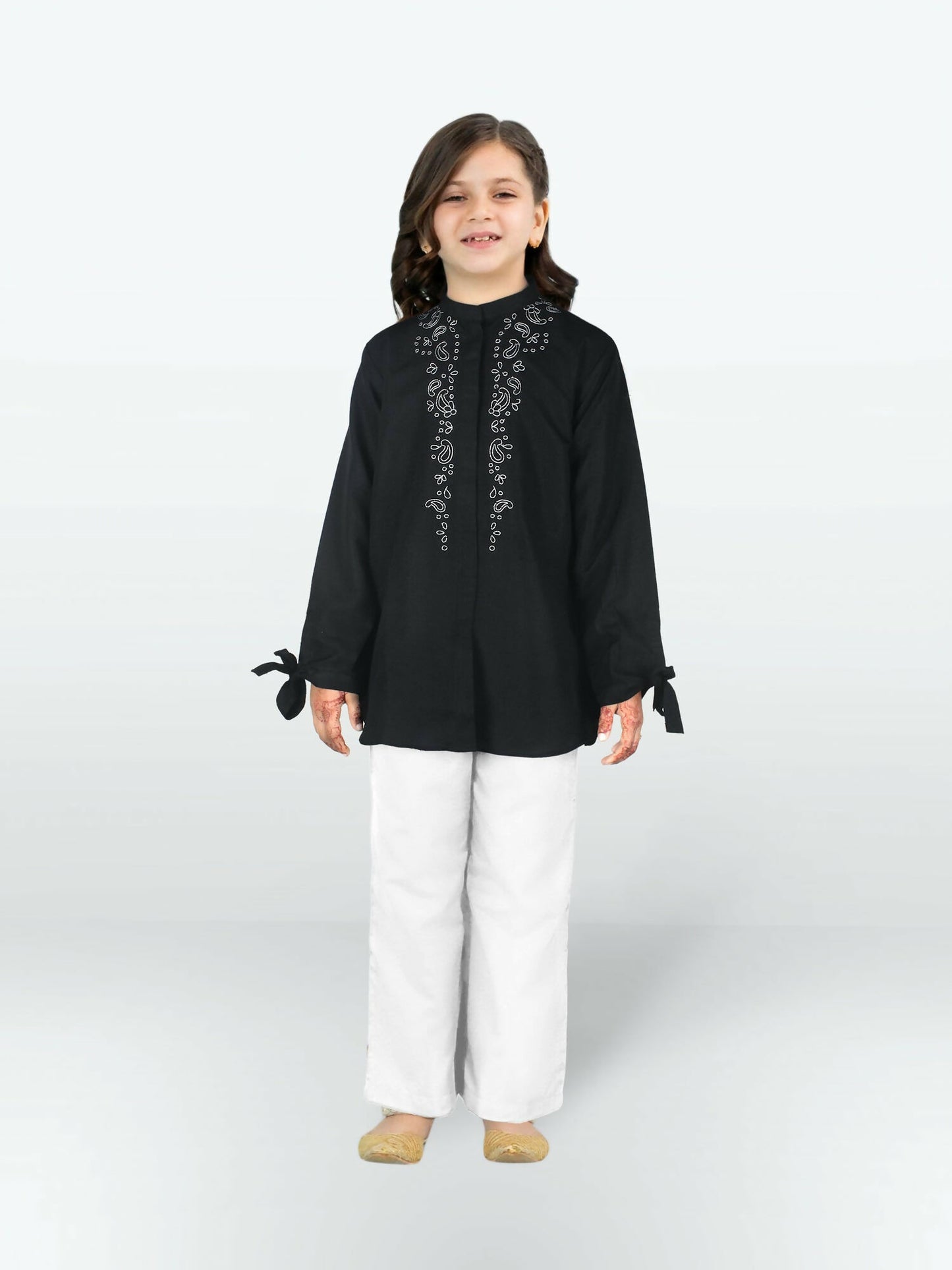 Designer girls' tunic made from breathable cotton, featuring a customized fit and full sleeves—ideal for summer comfort and everyday style.