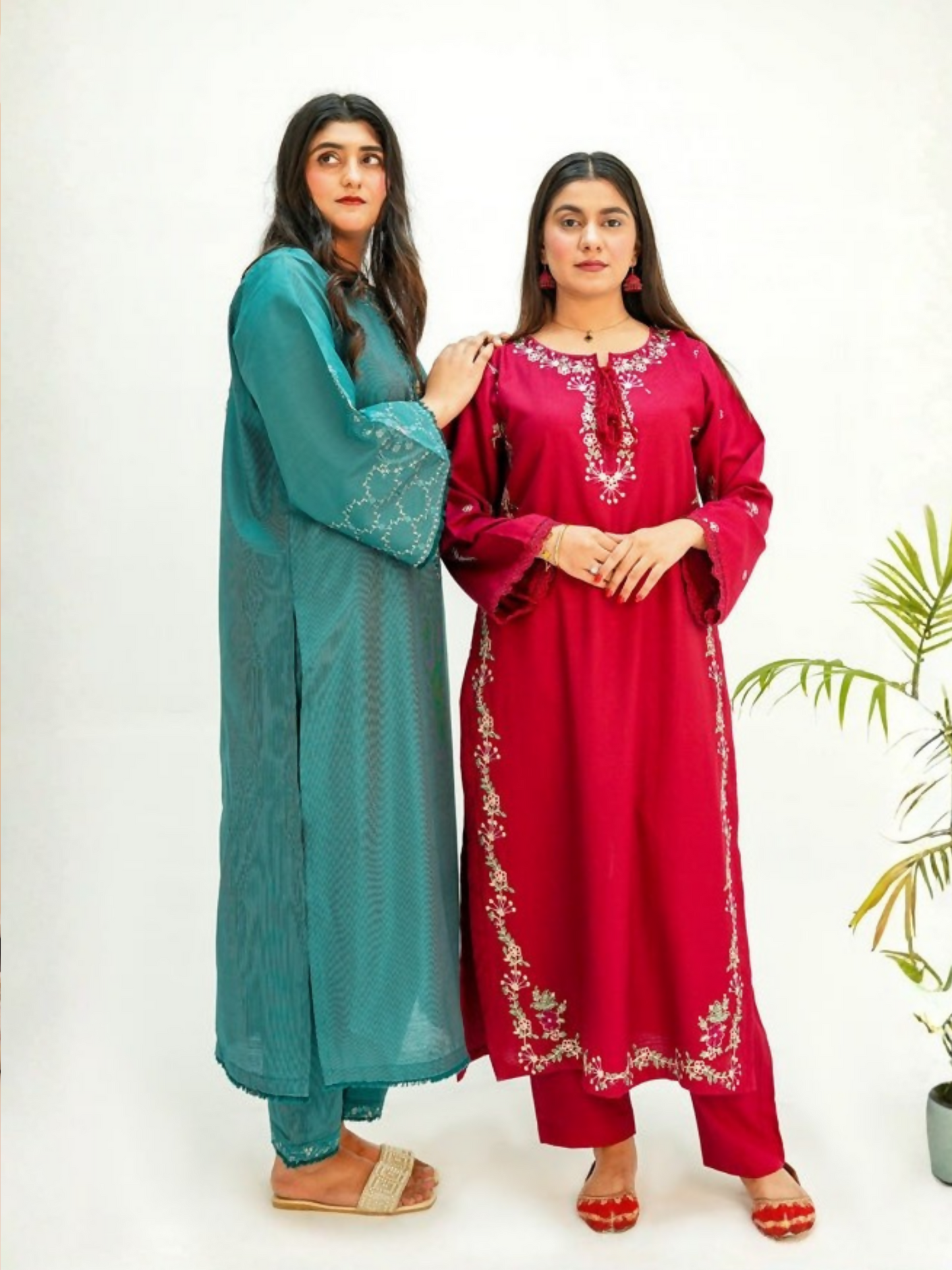 MH Cloth House Khaadi Net Embroidered Stitched 2-Piece Suit-Lalkaar