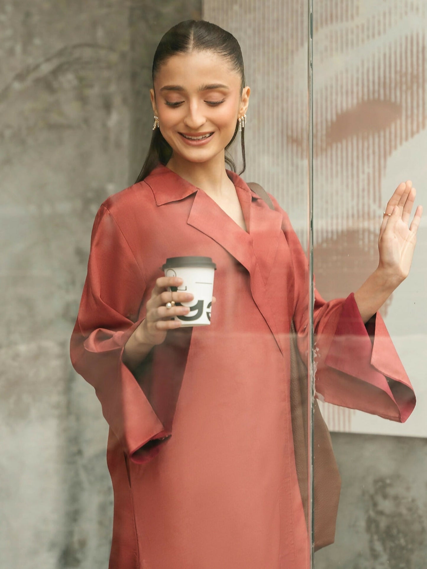 Mannat Clothing Suave Edit Raw Silk Co-Ord Set-Terracotta