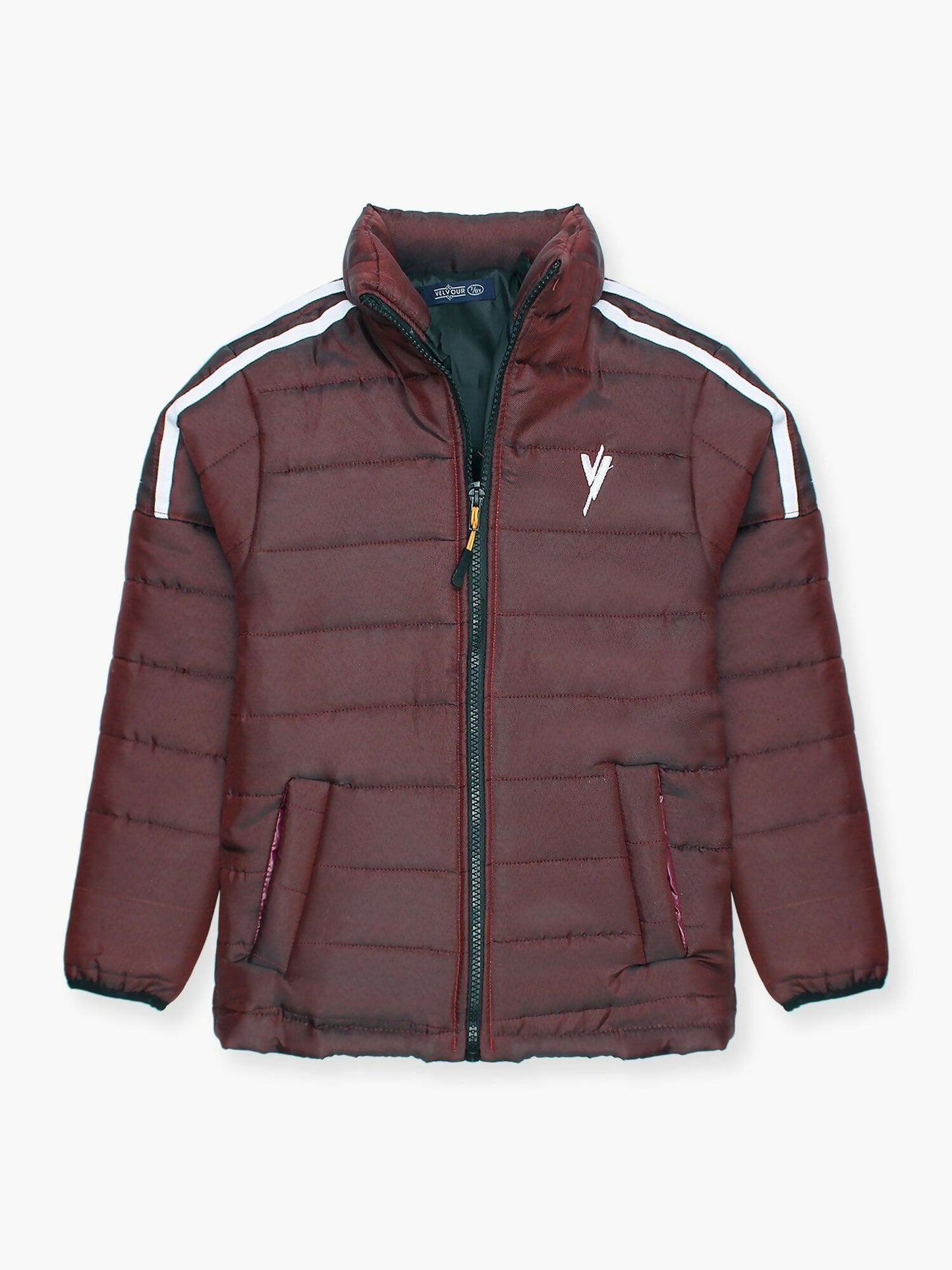 Maroon Velvour Puffer Jacket-VJ37-A