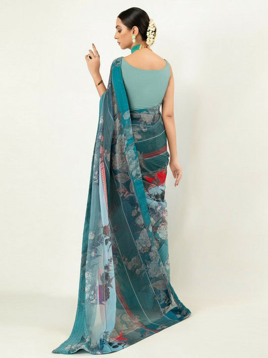 Imran Aftab Chiffon Printed Stitched Saree-IASC 03