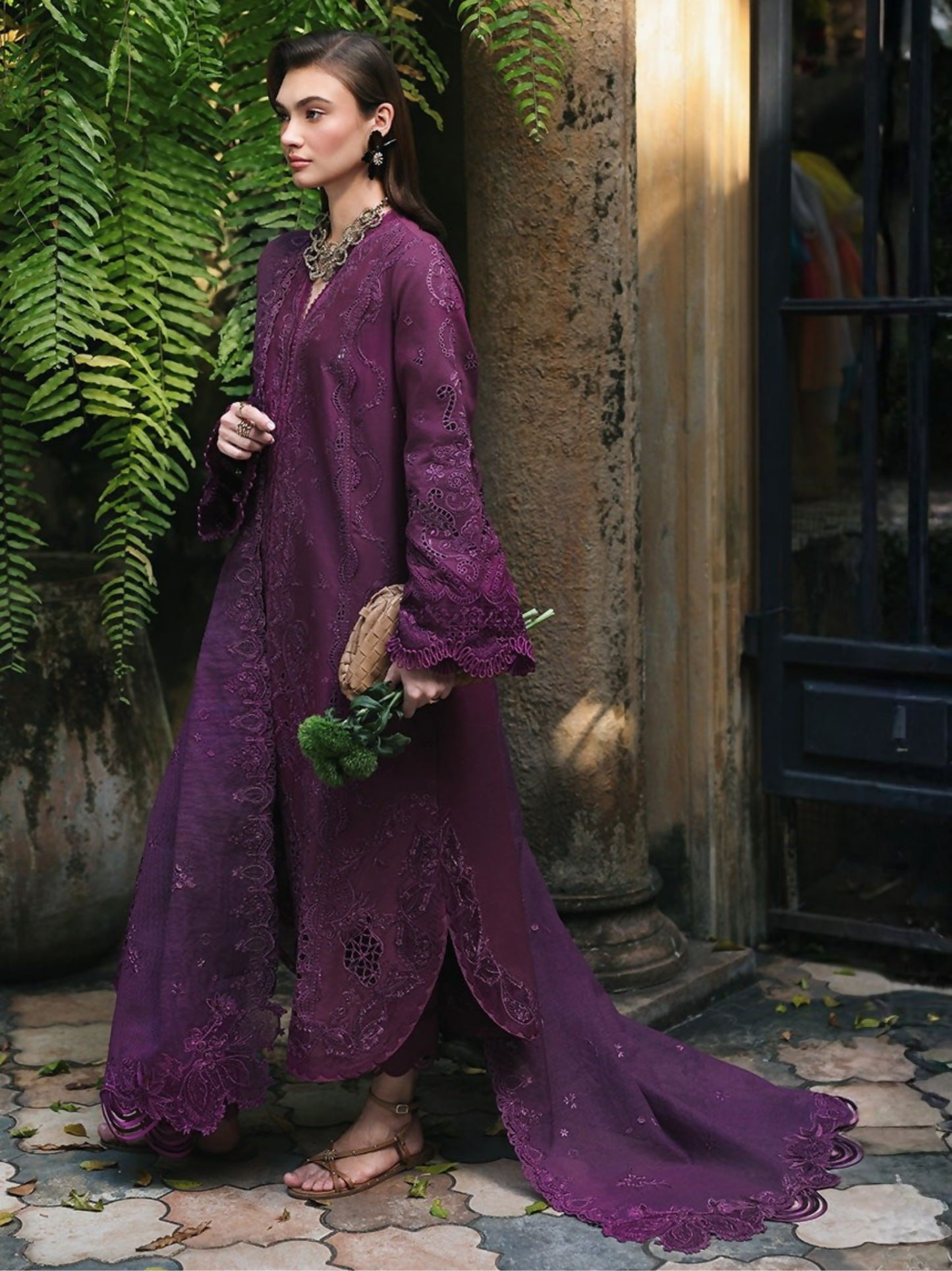 Qalamkar Qline Lawn Drop-1 Embroidered Unstitched 3-Piece Suit-RP-08-Liora
