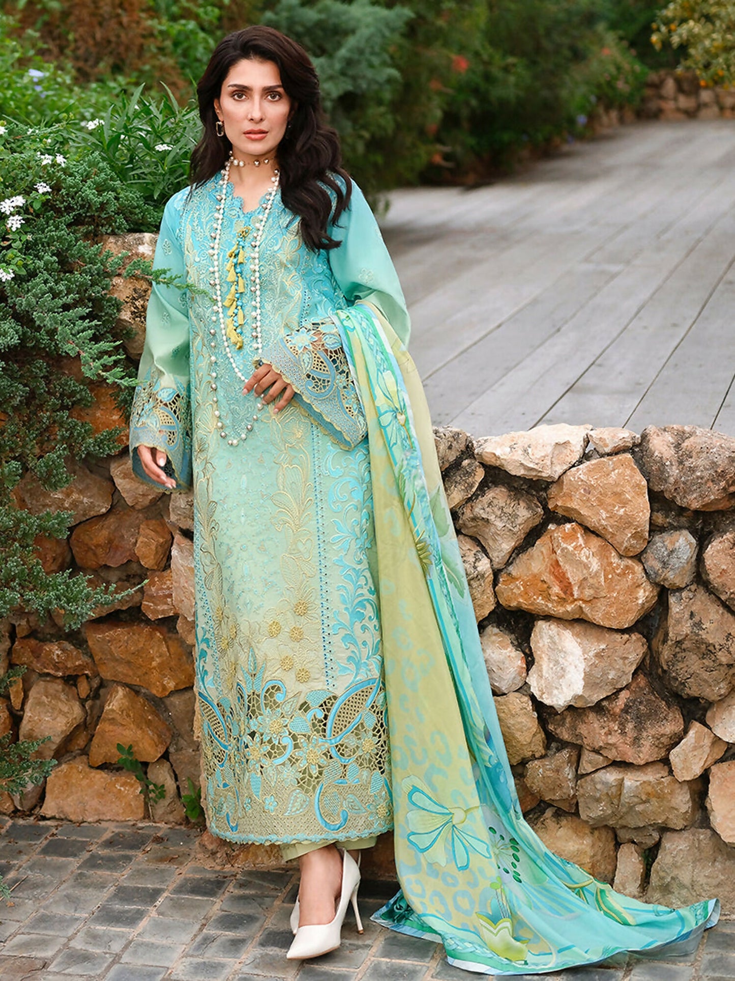 Mushq A Moi Luxury Lawn Embroidered Unstitched 3-Piece Suit-Whispering Winds