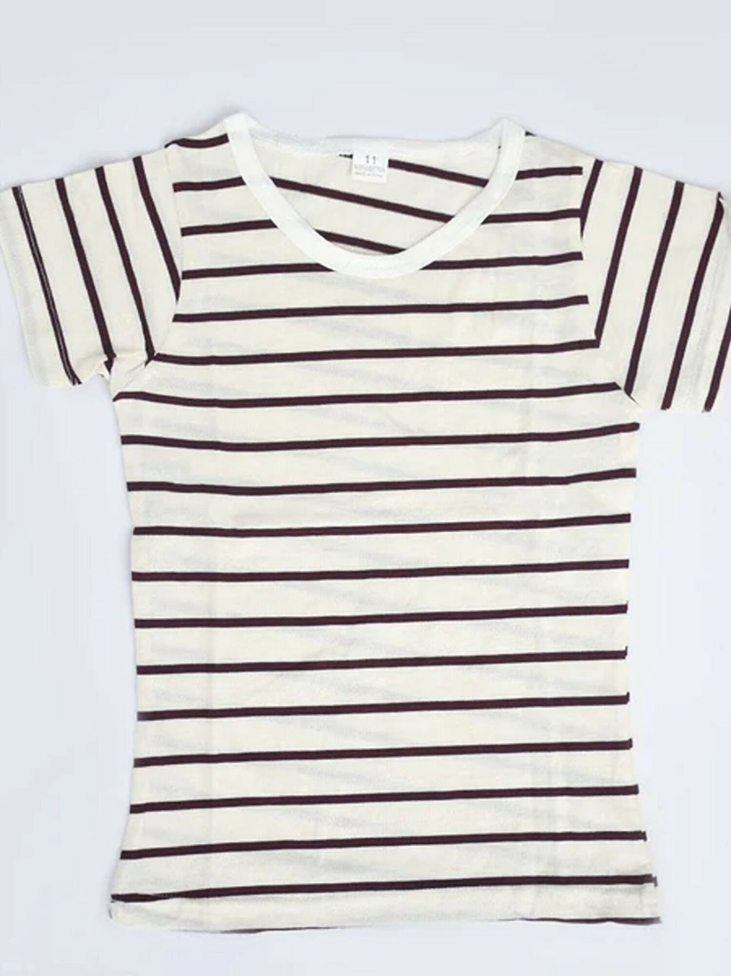 Funky HJBZ Plain Stripe Crew Neck Tee Shirt-13647