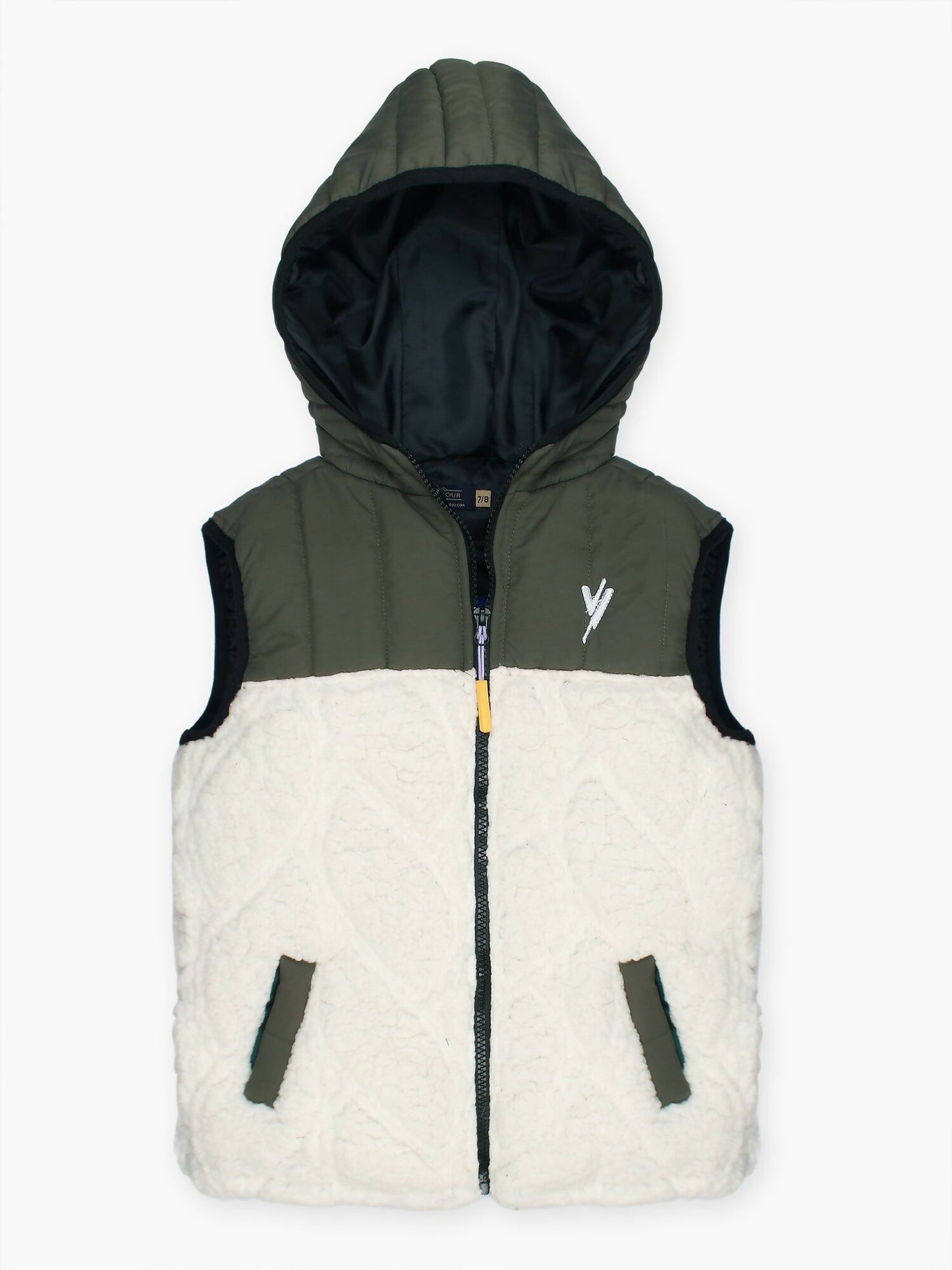Green and White Velvour Puffer Jacket- VJ42-B