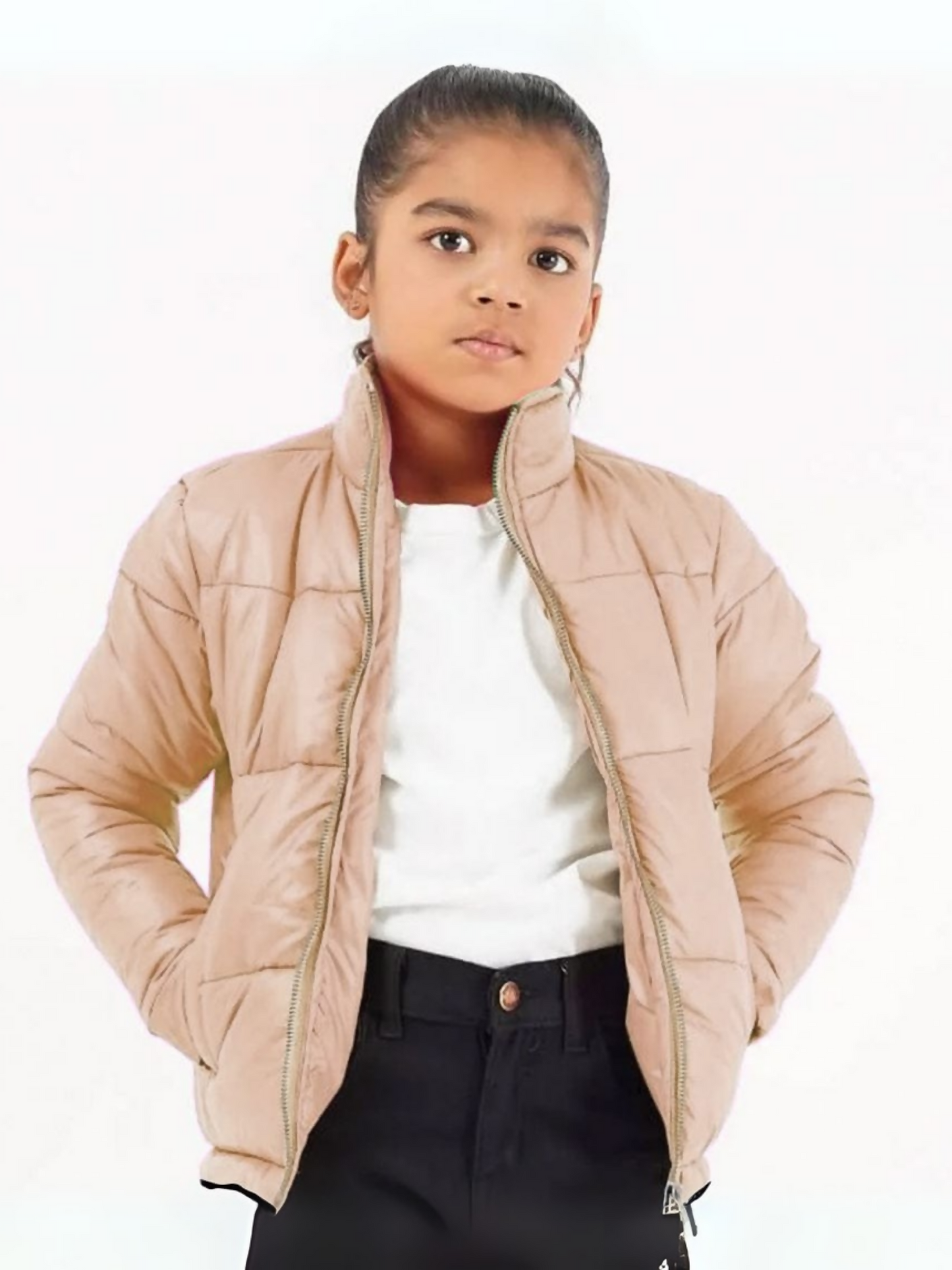 Funky plain stardust puffer jacket-13073