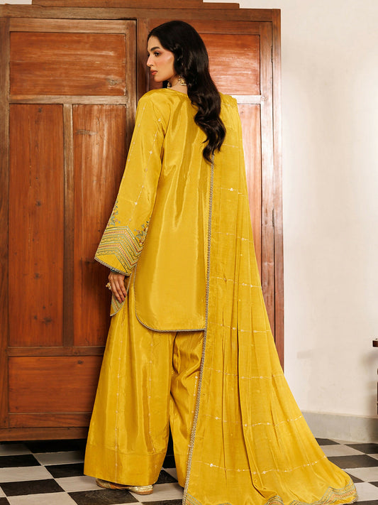Panache Apparel Noore Eid Edit Sheesha Silk Embroidered Stitched Suit-Zimal