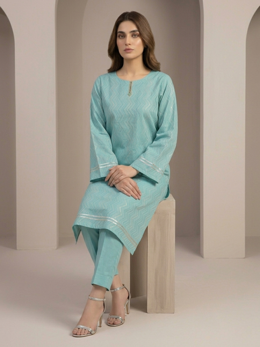 Blue-Bin Shaukat Lawn Brosha Printed Stitched 2-Piece Suit