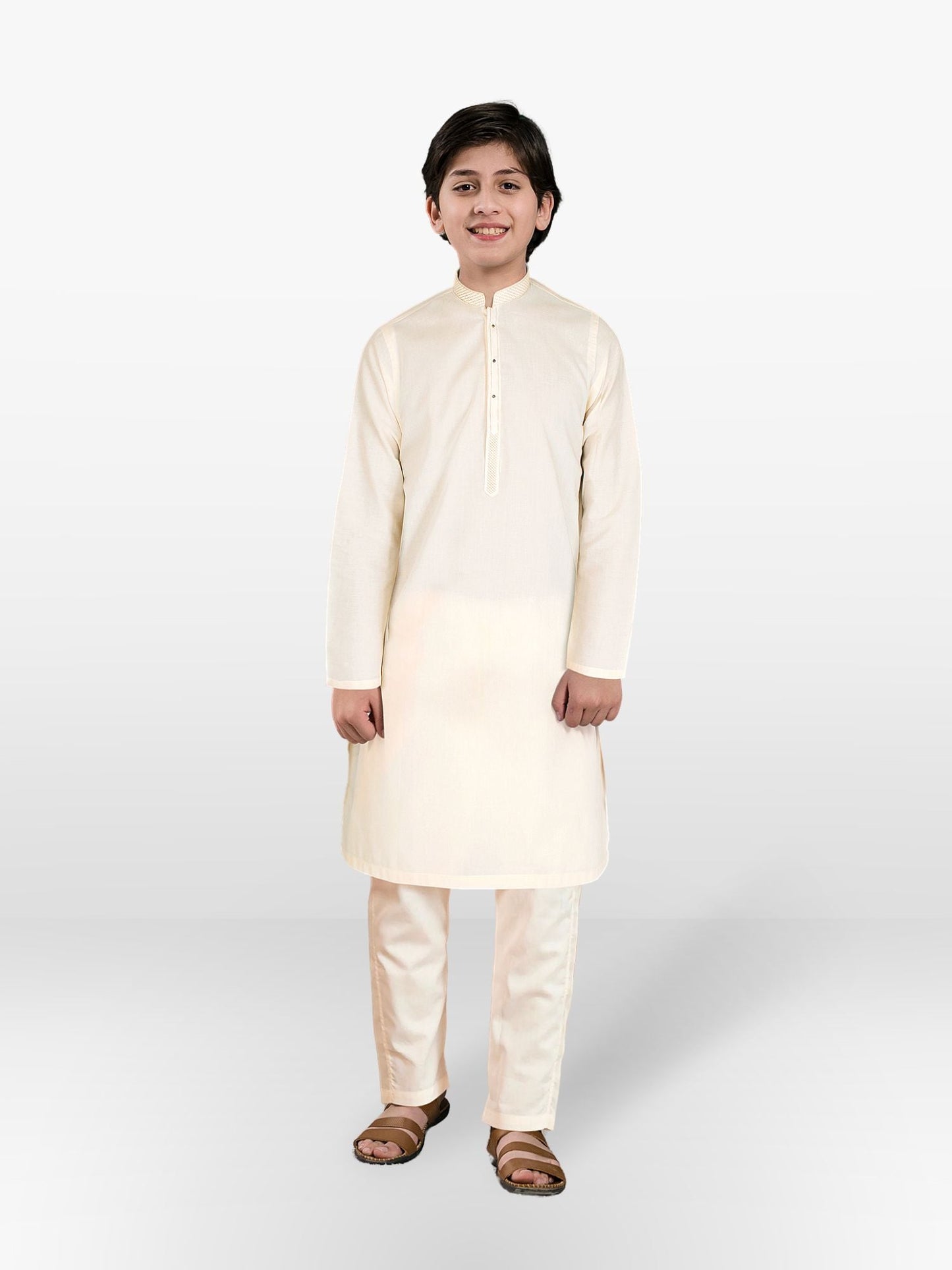 Velvour Boys Cotton Embroidered Stitched Kurta Trouser Suit-VB171-A