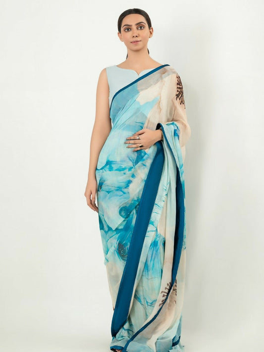 Imran Aftab Chiffon Printed Unstitched Saree-IASC 21