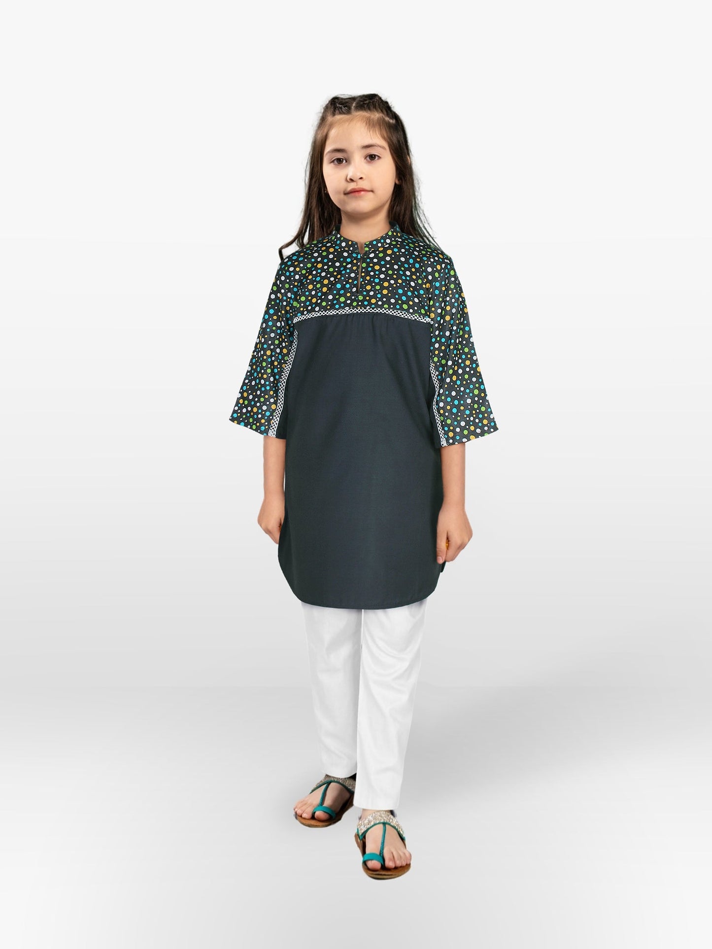 Velvour Girls Viscose Printed Stitched Tunic-VG107